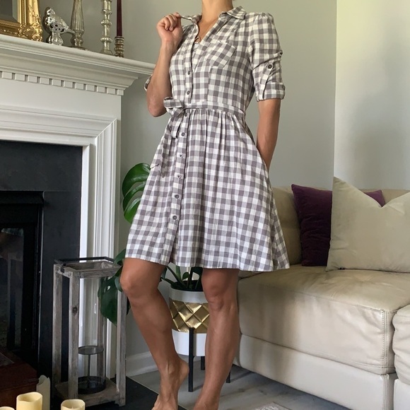 Ark & Co. Plaid‎ Shirt Dress tie waist midi classic - Picture 6 of 11